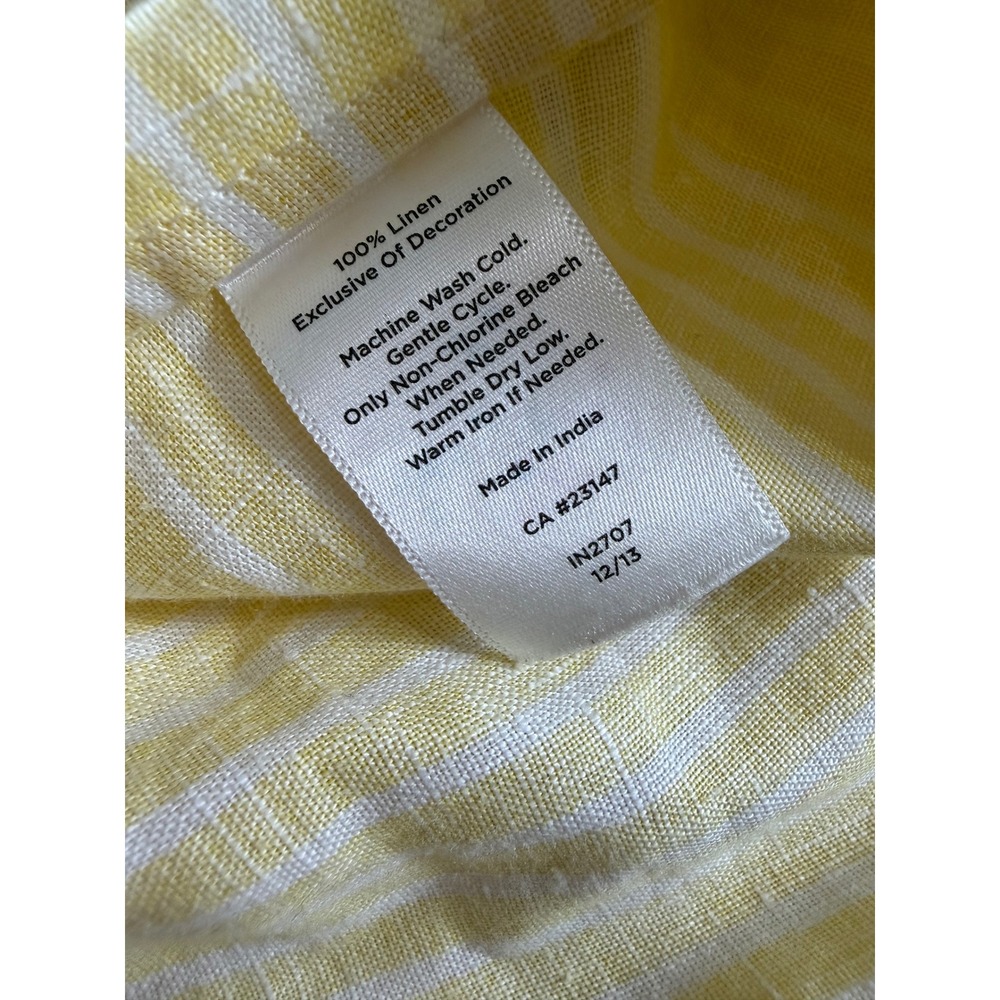 Talbots Womens Yellow White Striped 100% Linen Embroidered V-Neck Tunic Top S - Picture 4 of 16